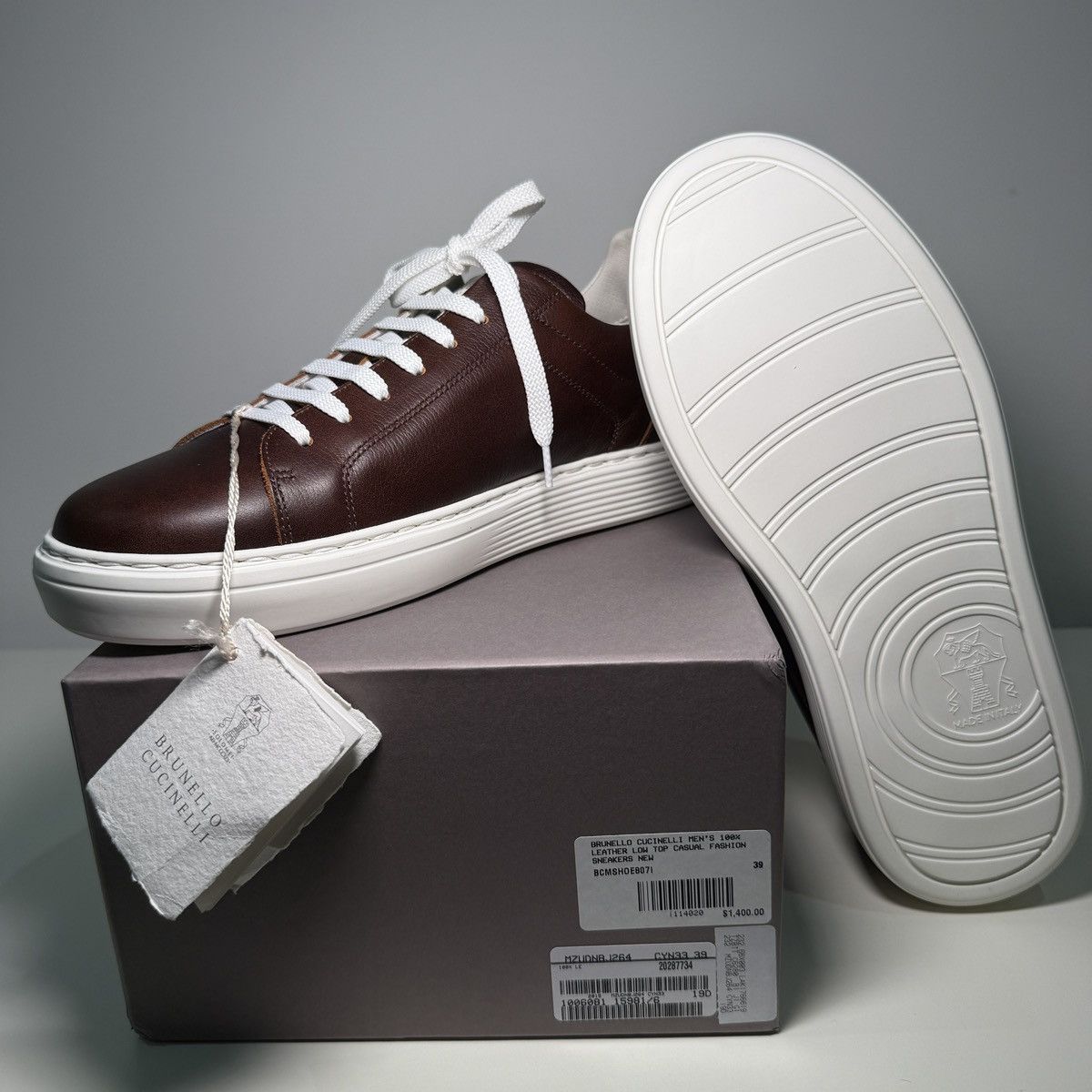 Brunello Cucinelli Brunello Cucinelli Men’s Leather Sneakers, New $1400 Size US 9 / EU 42 - 6 Thumbnail