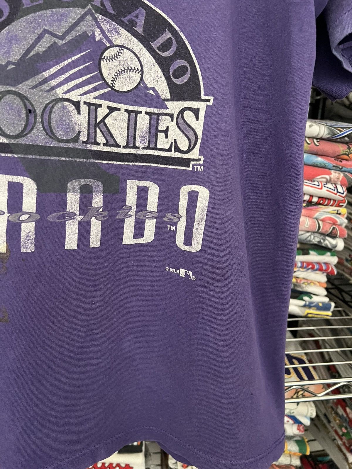 MLB 90s Colorado Rockies Home Team Tee Single Stitch Size US L / EU 52-54 / 3 - 3 Thumbnail