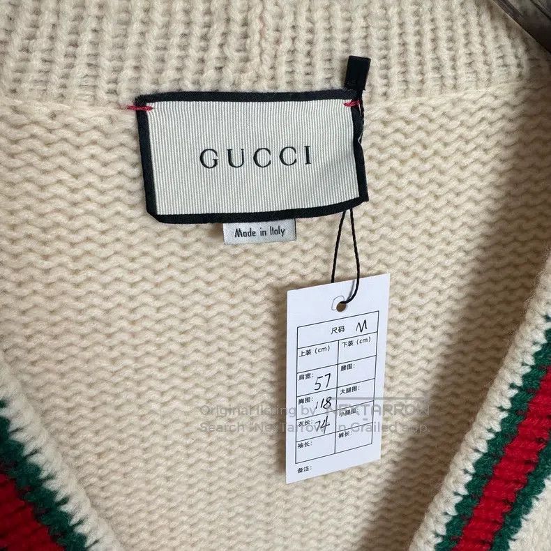 Gucci Gucci Red and green webbing wool cardigan coat Size US M / EU 48-50 / 2 - 2 Thumbnail