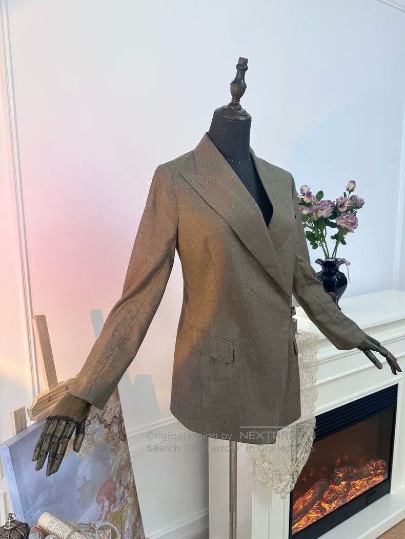 Hermes Hermes Wool and Silk Blended Patchwork Blazer Jacket, Oliv Size M / US 6-8 / IT 42-44 - 5 Thumbnail