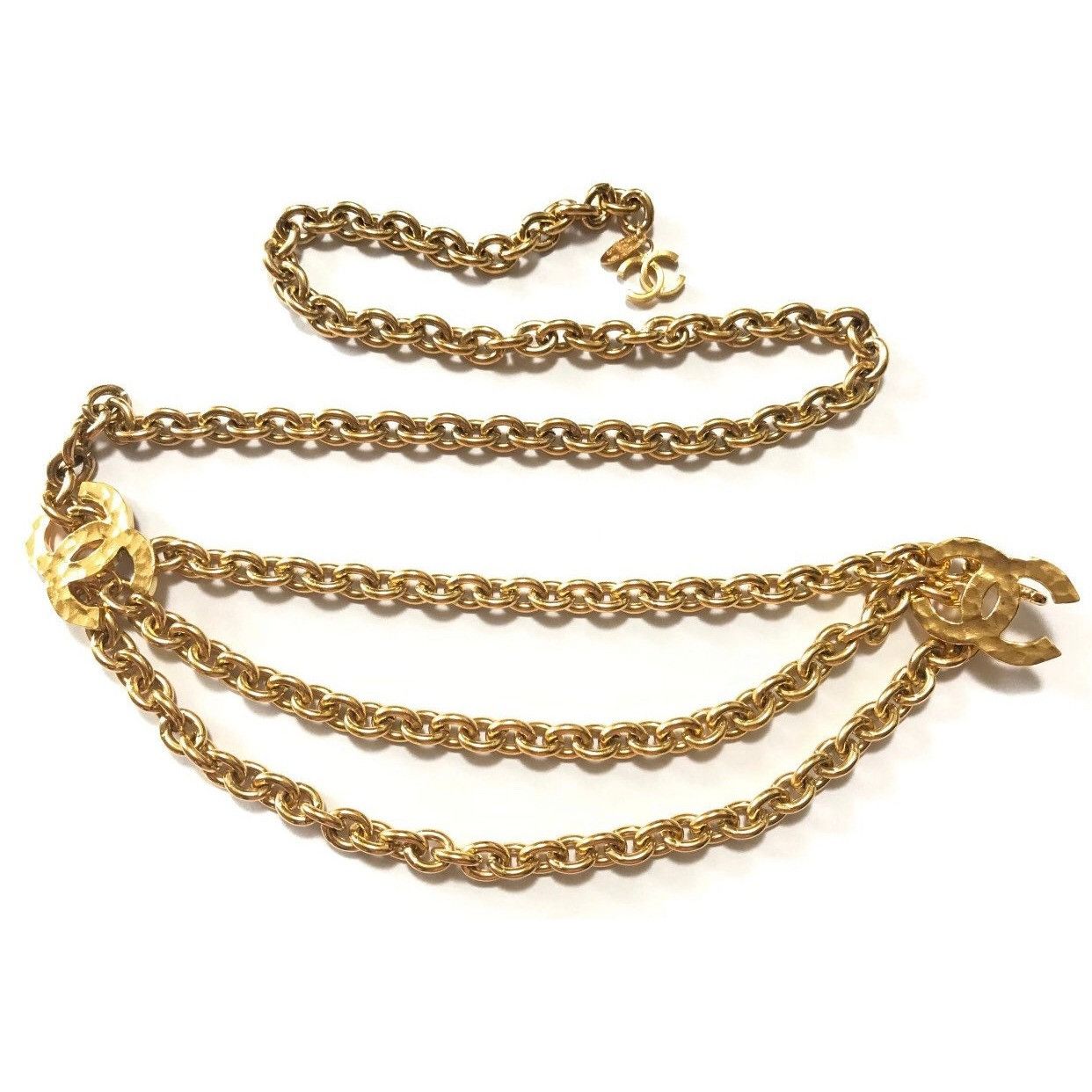 Chanel Vintage CHANEL gold chain belt with triple layer chains Size ONE SIZE - 2 Thumbnail