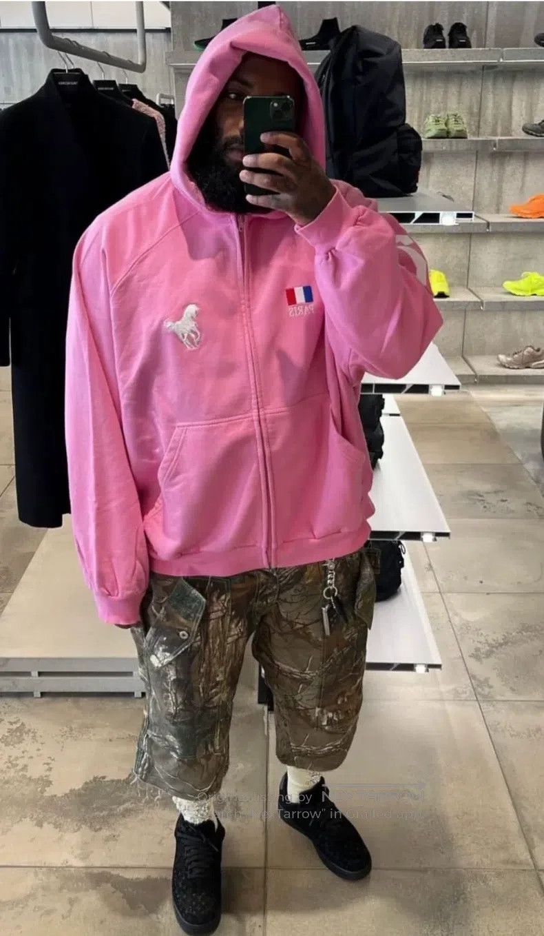Balenciaga Balenciaga Pink War Horse Flag Polo Hoodie Size US L / EU 52-54 / 3 - 4 Thumbnail