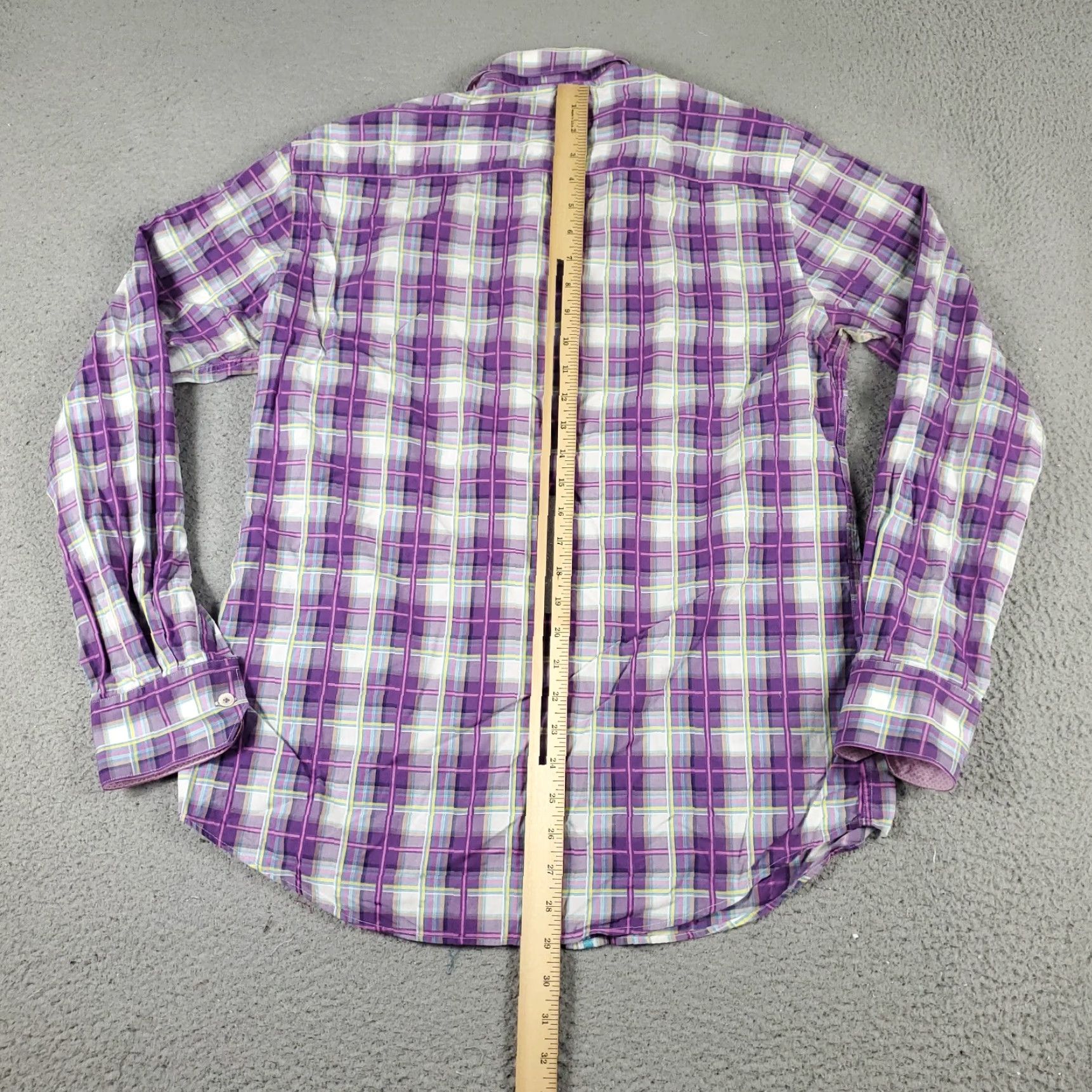 BUGATCHI Bugatchi Uomo Shirt Mens Medium Purple Plaid Button-Up Long Sleeve Regular Fit Size US M / EU 48-50 / 2 - 3 Thumbnail