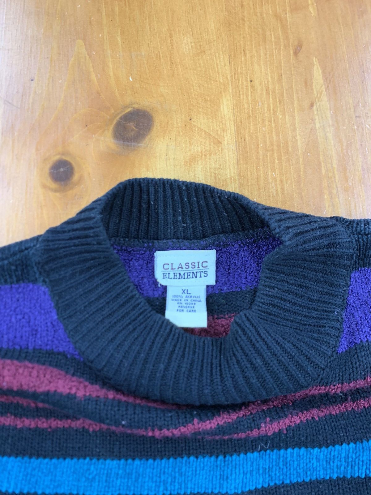 Vintage Vintage Teal Purple Stripe Knit Sweater Size US XL / EU 56 / 4 - 1 Thumbnail