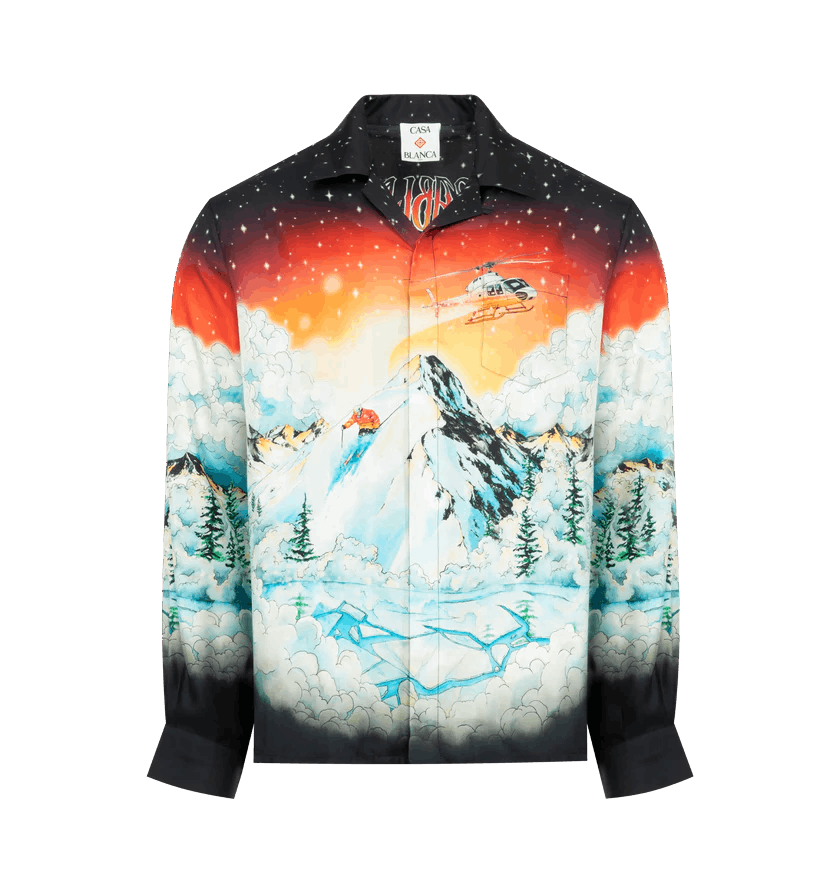o1h1sh11225 Cuban Collar Long Sleeve Shirt in Multicolor