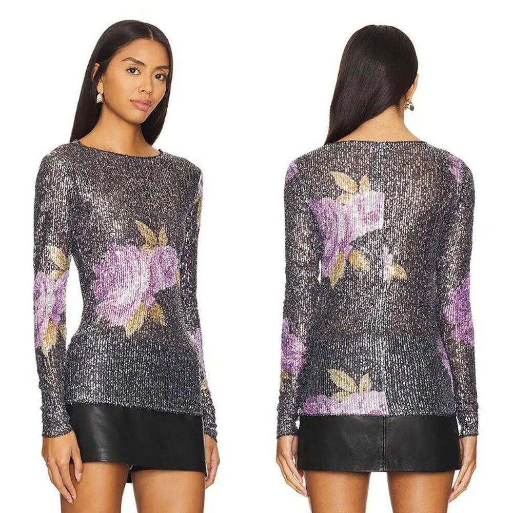 Free People NWT New $88 Free People Printed Gold Rush Long Sleeve Sequi Size M / US 6-8 / IT 42-44 - 1 Thumbnail