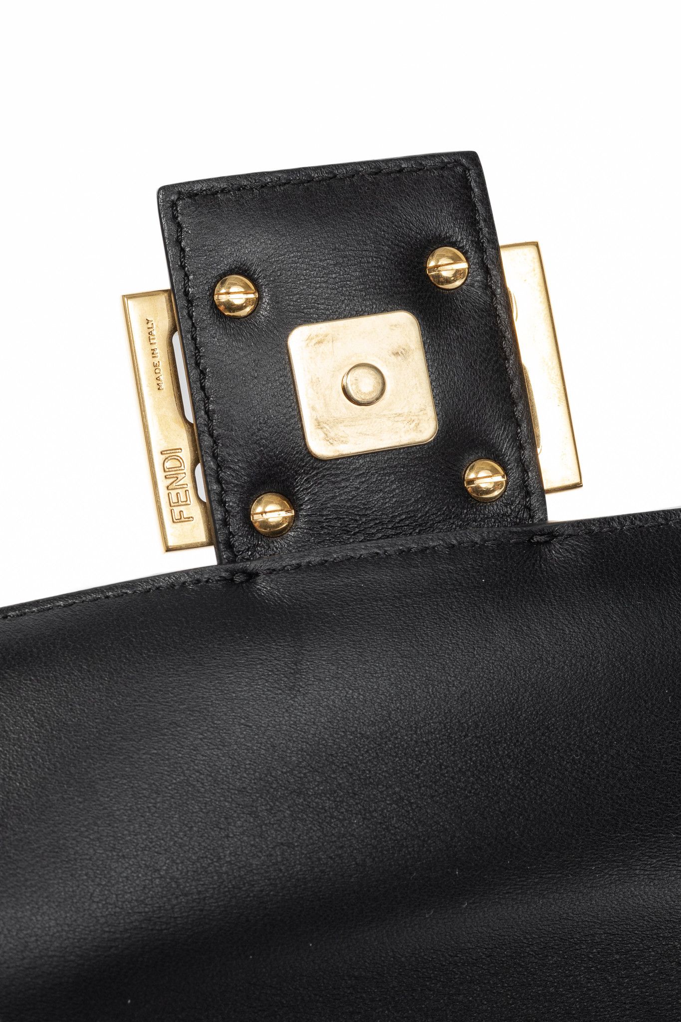 Fendi Fendi Baguette Black Nappa Leather FF Flap Bag Size ONE SIZE - 11 Thumbnail