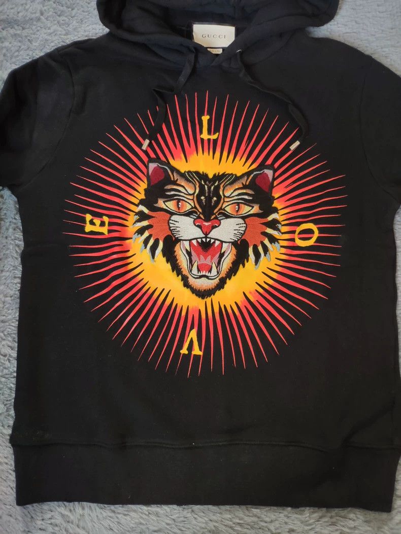 Gucci Gucci Angry cat embroidery applique made old hooded sweatsh Size US M / EU 48-50 / 2 - 4 Thumbnail