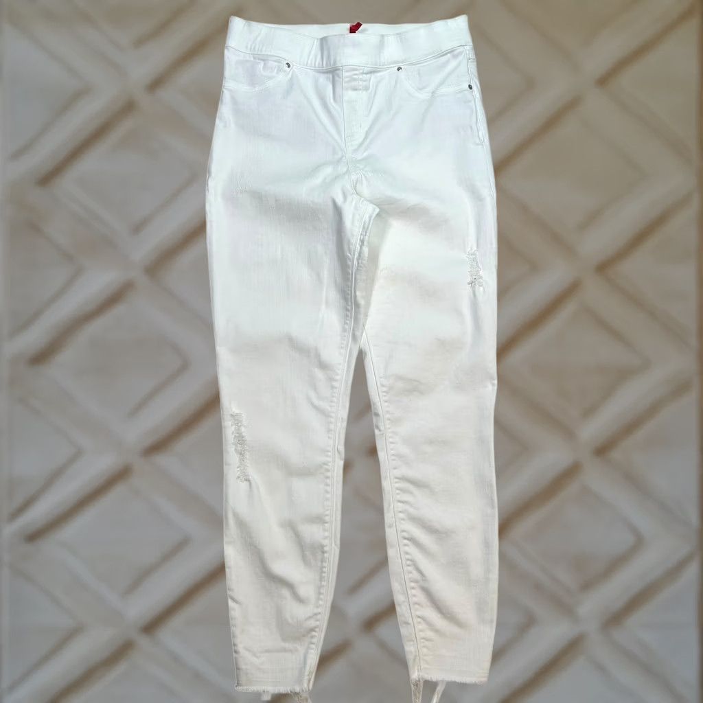 Spanx Spanx Distressed Denim Jeggings Jeans White Pull On Comfort Stretch L/G Size 36" / US 14 / IT 50 - 1 Thumbnail