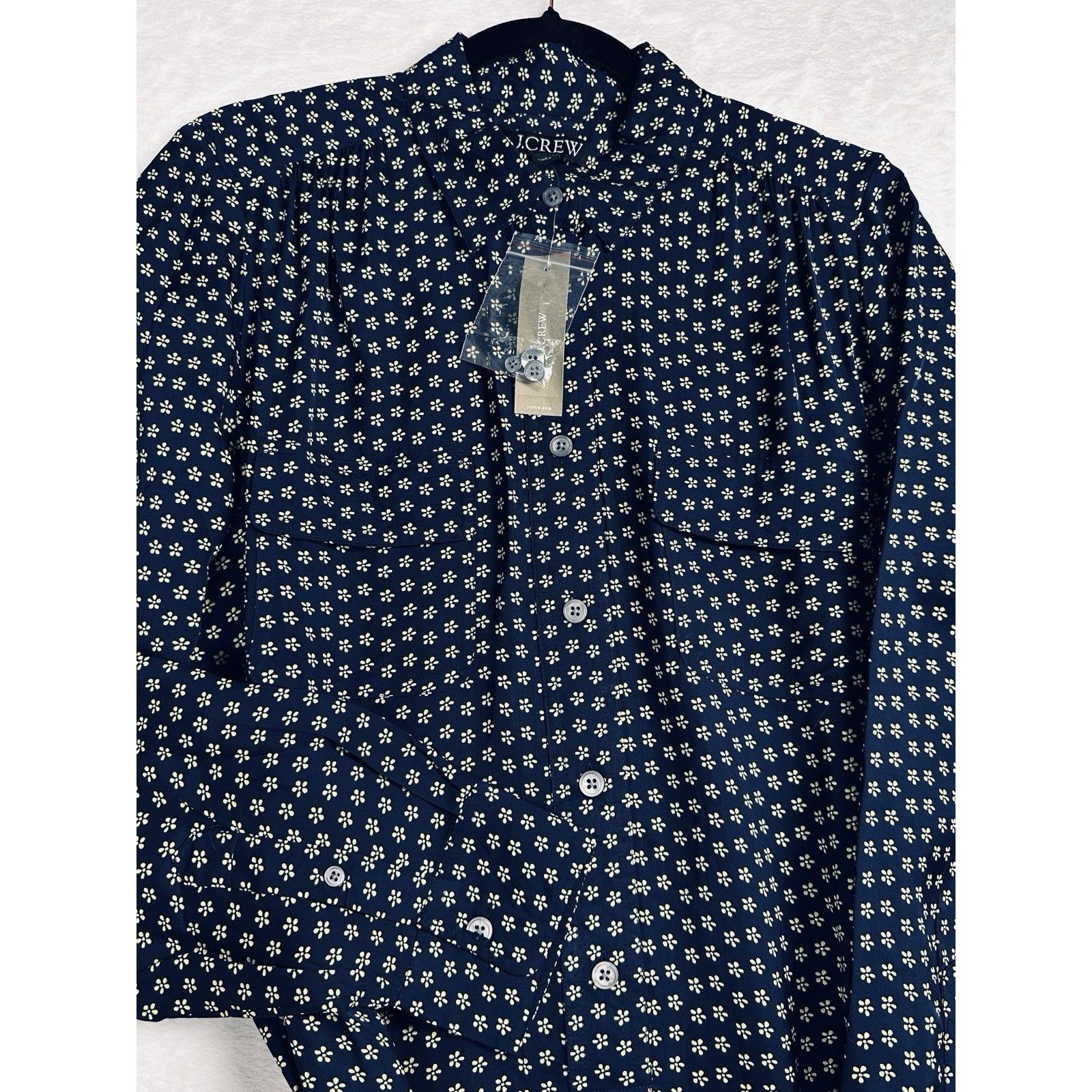J.Crew J.Crew Tie-Waist Shirt-Dress In Daisy Floral Print Navy Sz 8 Size M / US 6-8 / IT 42-44 - 16 Thumbnail
