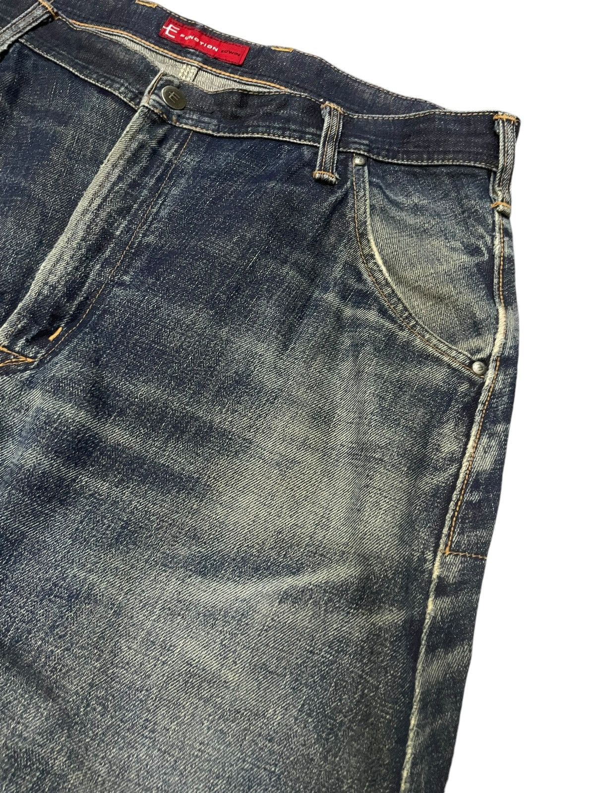 Edwin × Le Grande Bleu (L.G.B.) × Vintage 2000s Edwin Engineered E Function Curved Leg Aging Jeans Size US 36 / EU 52 - 9 Thumbnail