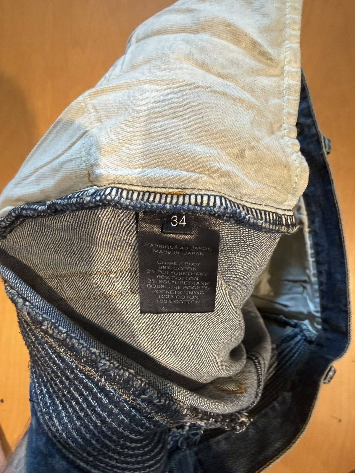 Balmain Balmain biker denim distressed blue fade Size US 31 - 16 Thumbnail