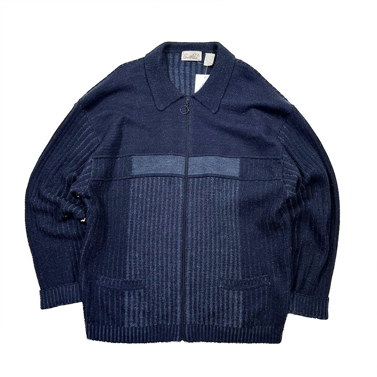 Vintage Vintage 90s Arnold Palmer Knit Blue Zip Up Cardigan Sweater Size US XL / EU 56 / 4 - 1 Thumbnail