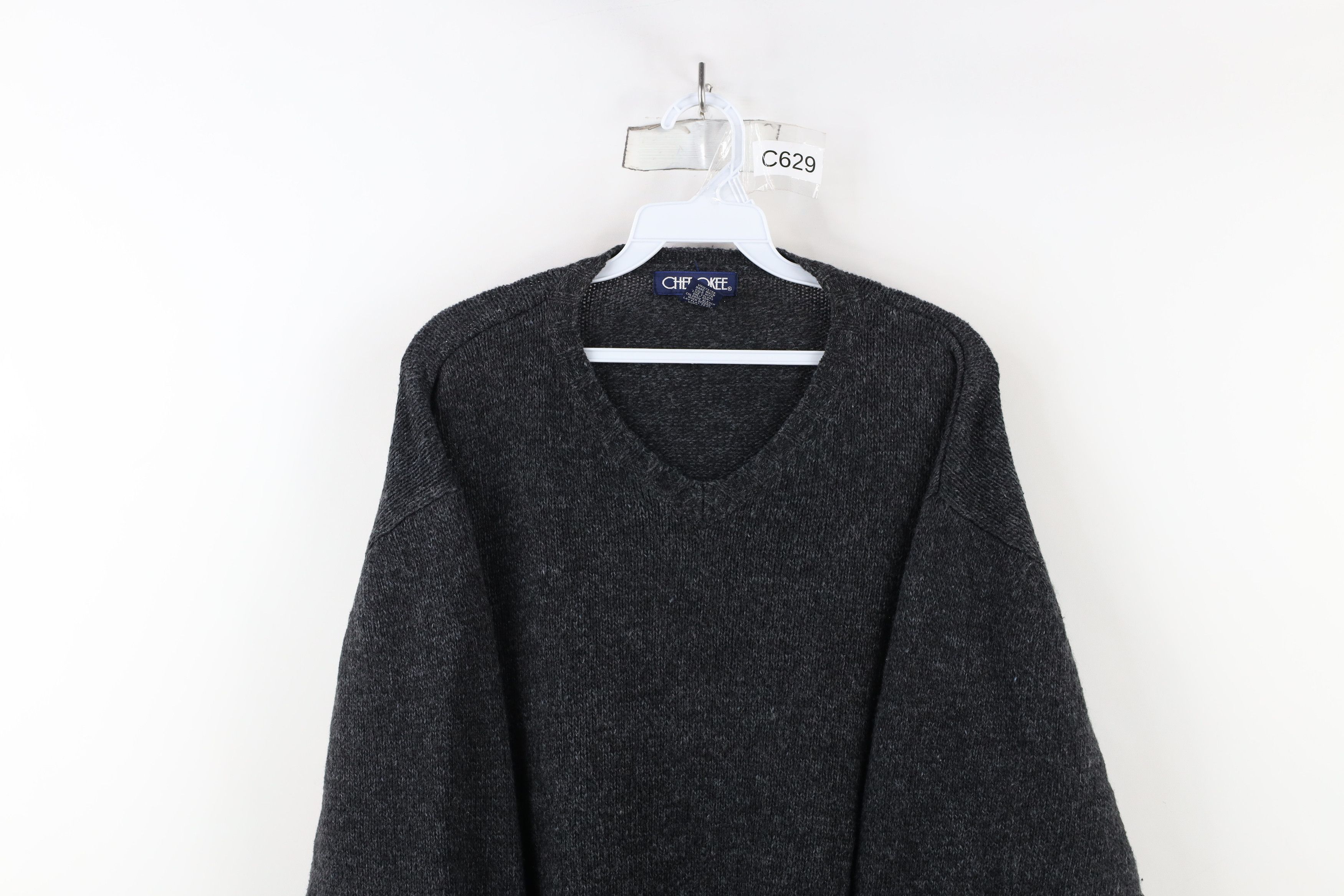 Vintage Vintage 90s Streetwear Wool Blend Knit V-Neck Sweater Size US L / EU 52-54 / 3 - 2 Thumbnail