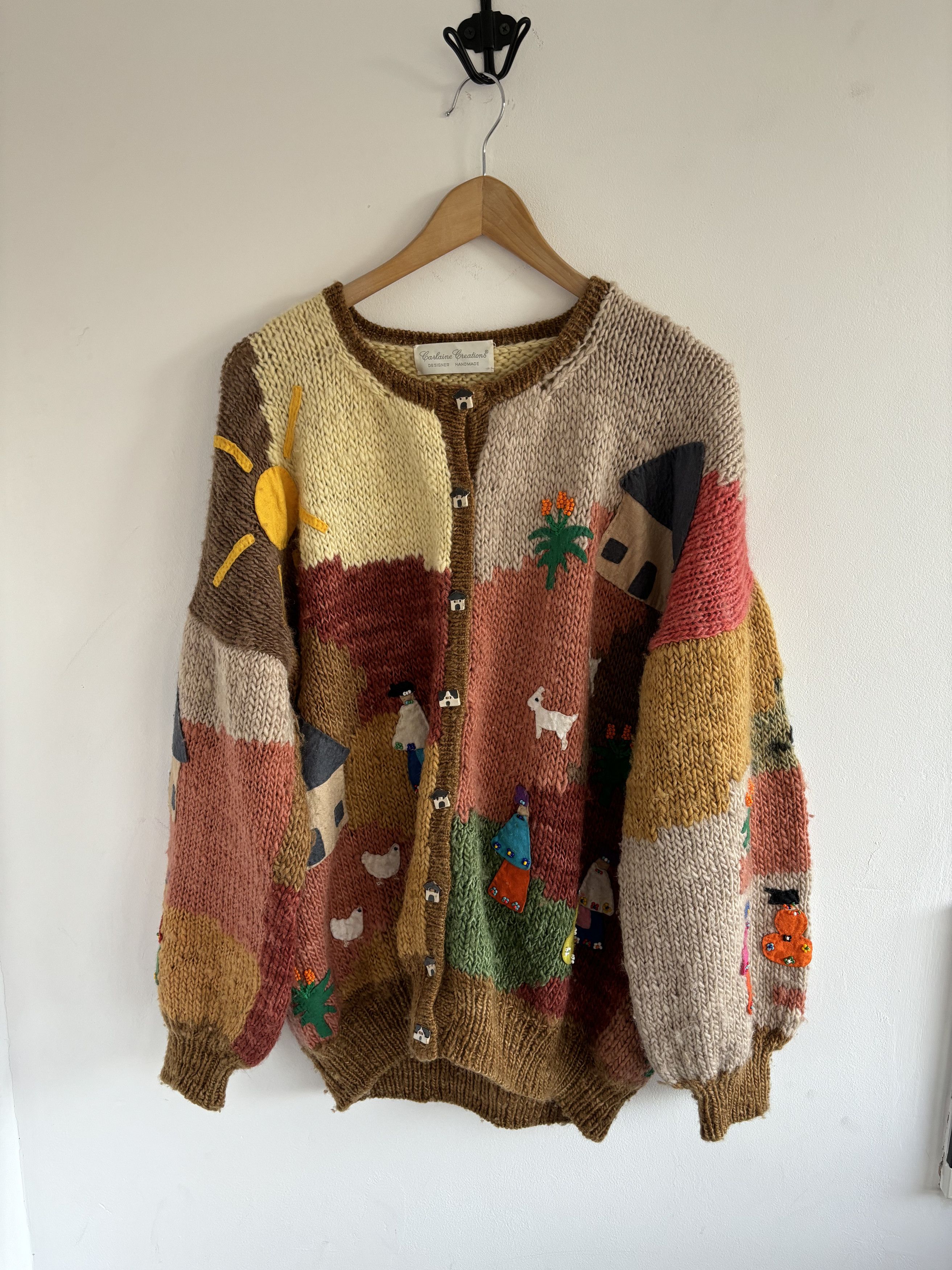 Handmade Handmade Carlaine Creations Patchwork Knit Boxy Cardigan Size US M / EU 48-50 / 2 - 1 Thumbnail