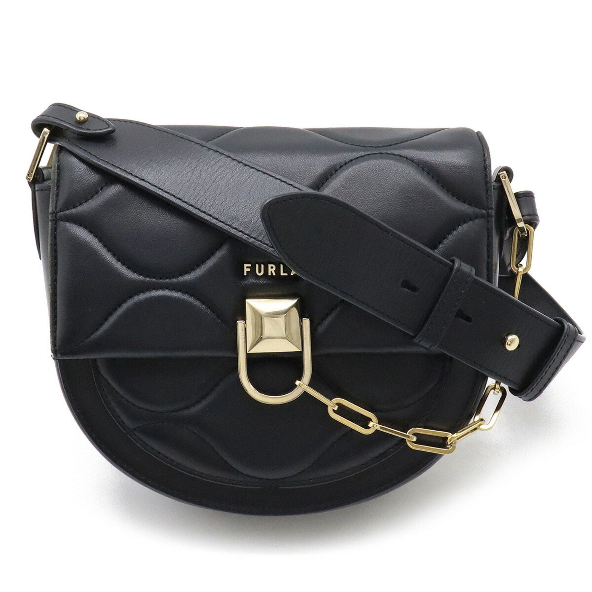 Furla Miss Mimi Mini Crossbody Shoulder Bag Pochette Clutch Quilted Leather Black, Women's