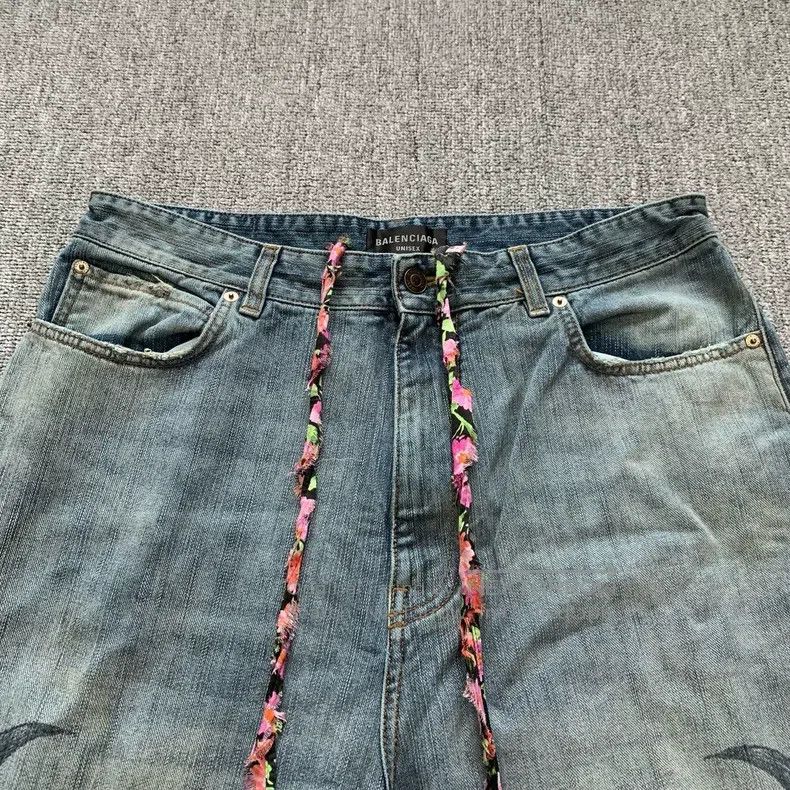 Balenciaga Balenciaga size M Dragon totem drawstring to make old jean Size US 27 - 9 Thumbnail