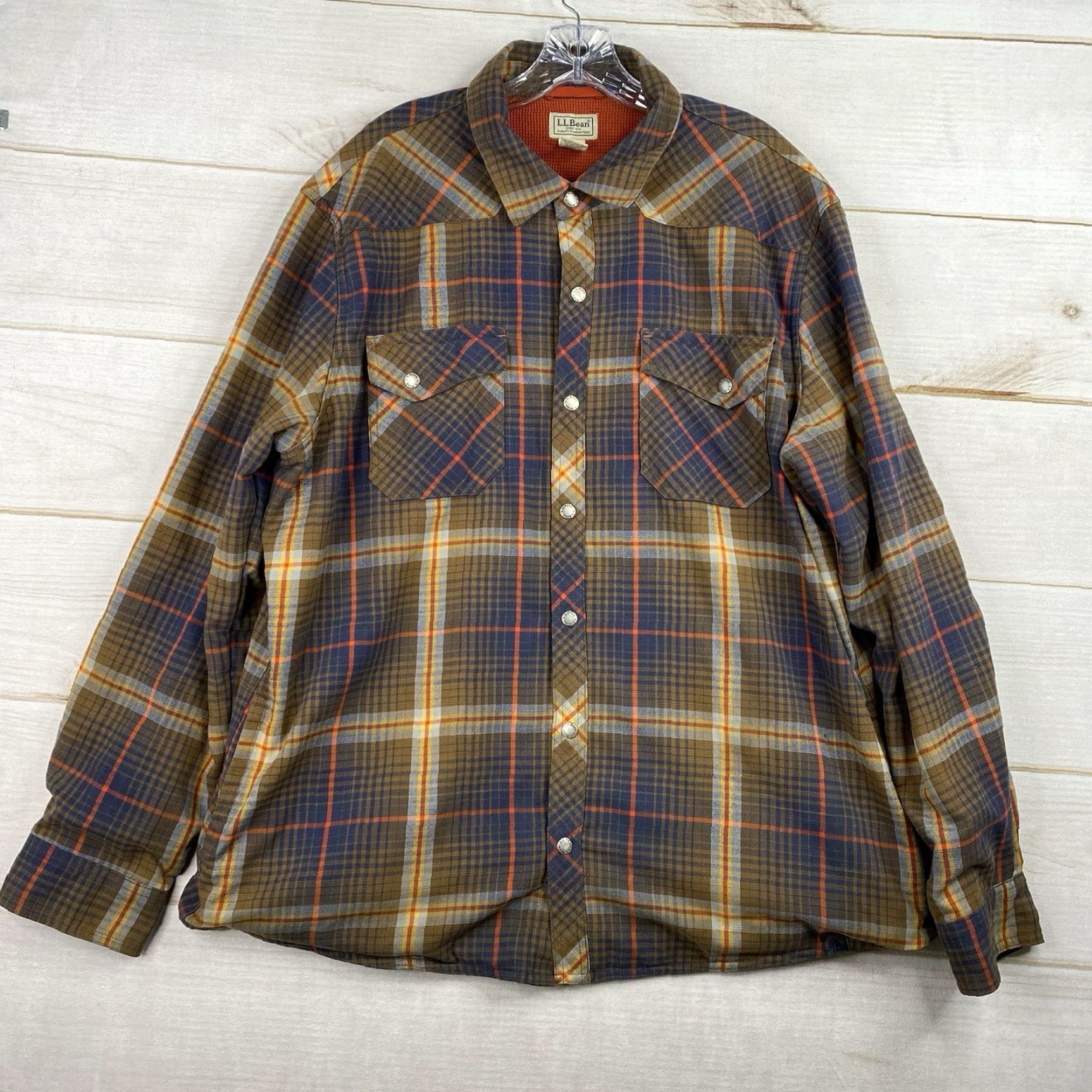 Vintage VINTAGE LL Bean Shirt Jacket Mens XL Plaid Canvas Flannel Lined Shacket Snap Pocket Size US XL / EU 56 / 4 - 2 Thumbnail