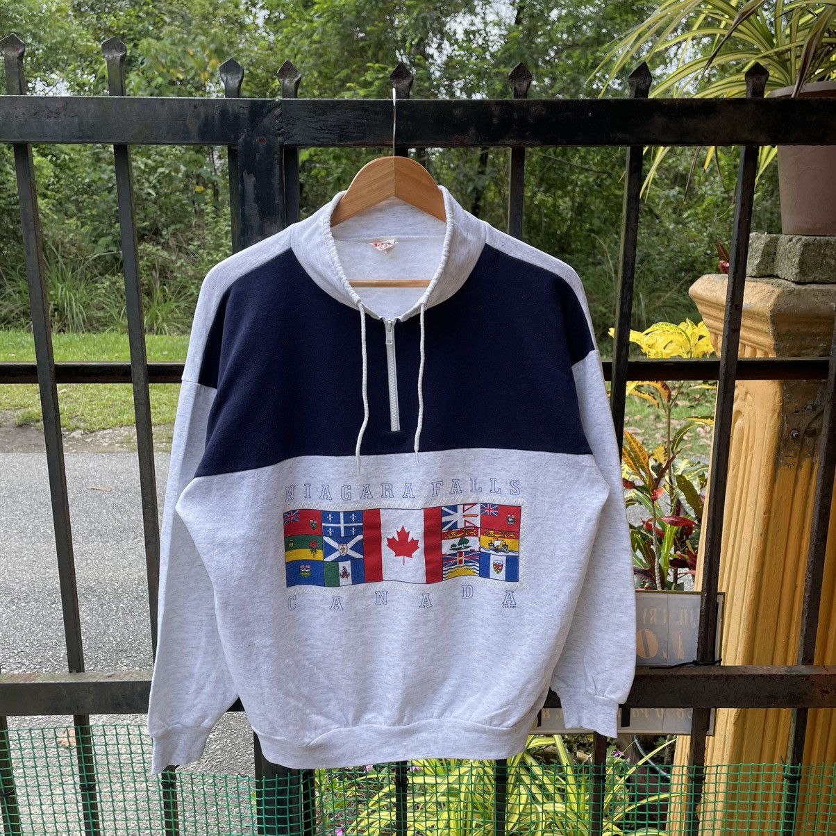 Vintage 🔥Vintage Niagara Falls Canada Flag half Zipper Sweatshirts Size US M / EU 48-50 / 2 - 1 Thumbnail