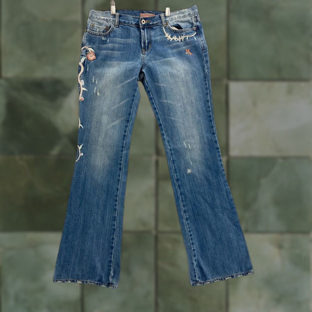 Vintage Devoted Jeans Women's Bootcut 29 Blue Denim with Embroidered Pockets Regular Fit Size 29" - 1 Thumbnail