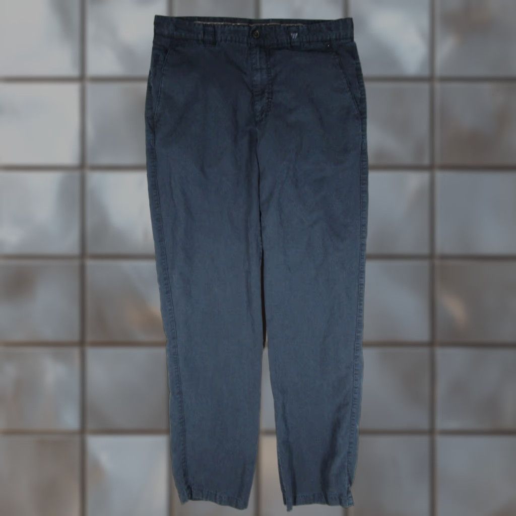 Vintage VINTAGE Caramelo Pants Mens 44 Navy Blue Linen Lyocell Chino Flat Front Casual 32x34 Mens Pants Size US 44 / EU 60 - 1 Thumbnail