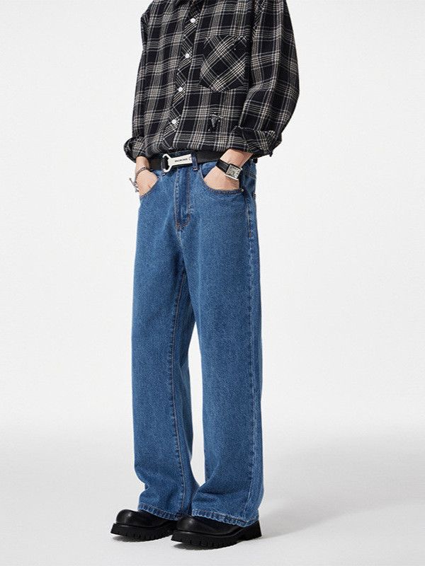 Men's versatile Cleanfit wide-leg flared baggy jeans