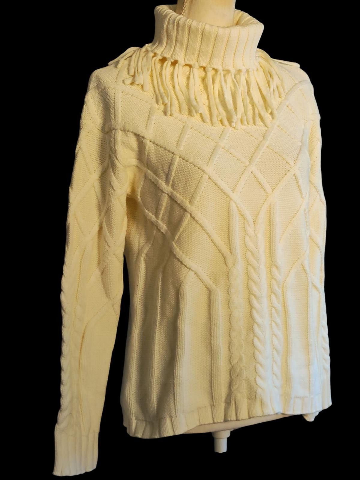 Other Draper's & Damons Women's Cream Knit Turtleneck Sweater Size M / US 6-8 / IT 42-44 - 4 Thumbnail