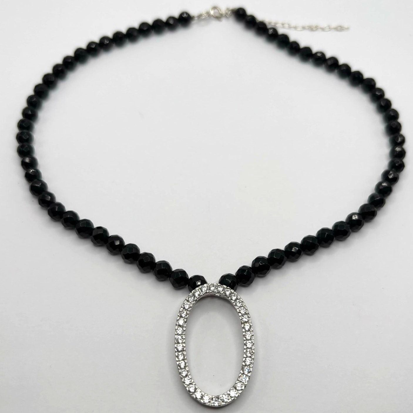 Other Black Crystal Oval Necklace Size ONE SIZE - 3 Thumbnail