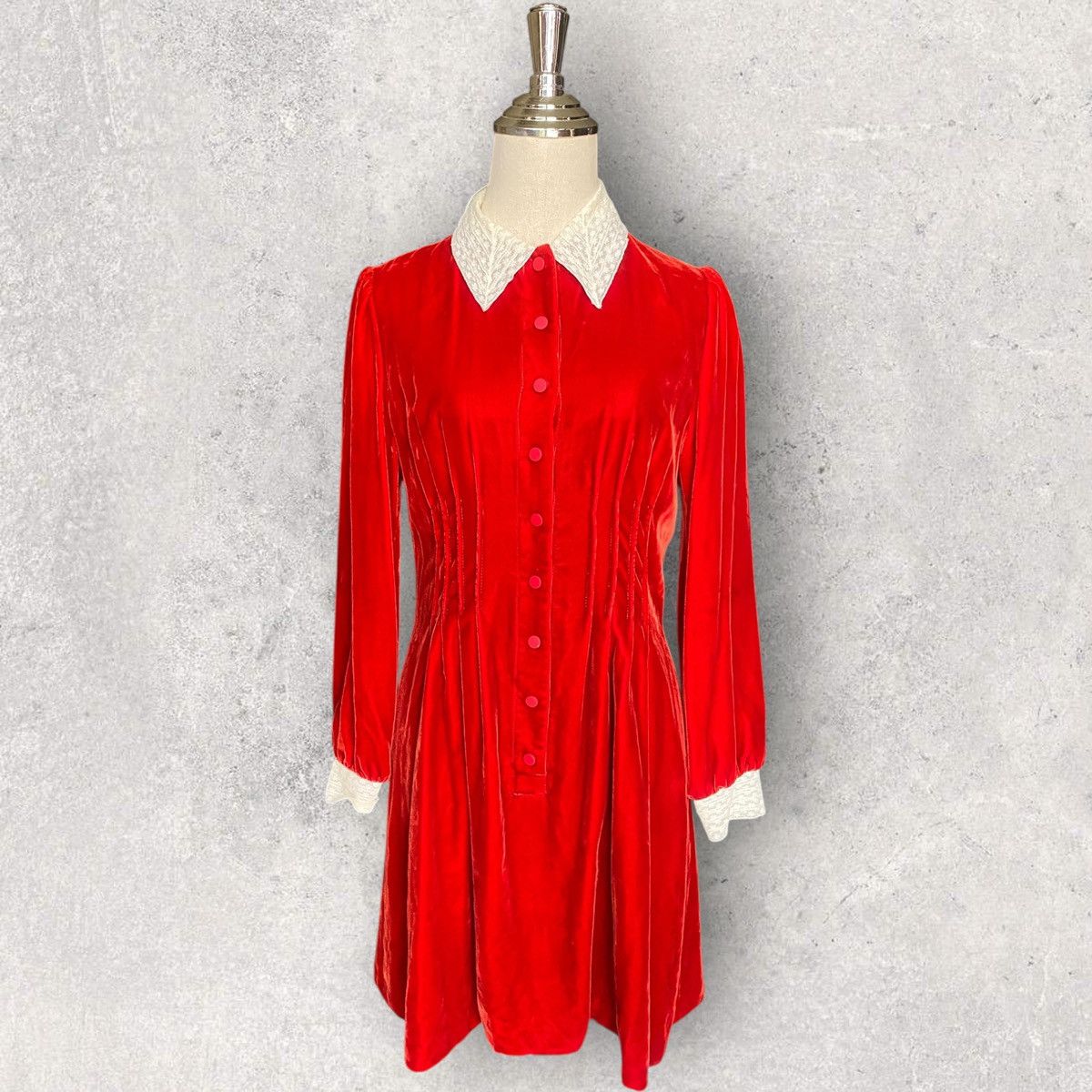Dior Pre Fall 2017 Red Velour Dress Size S / US 4 / IT 40 - 2 Thumbnail