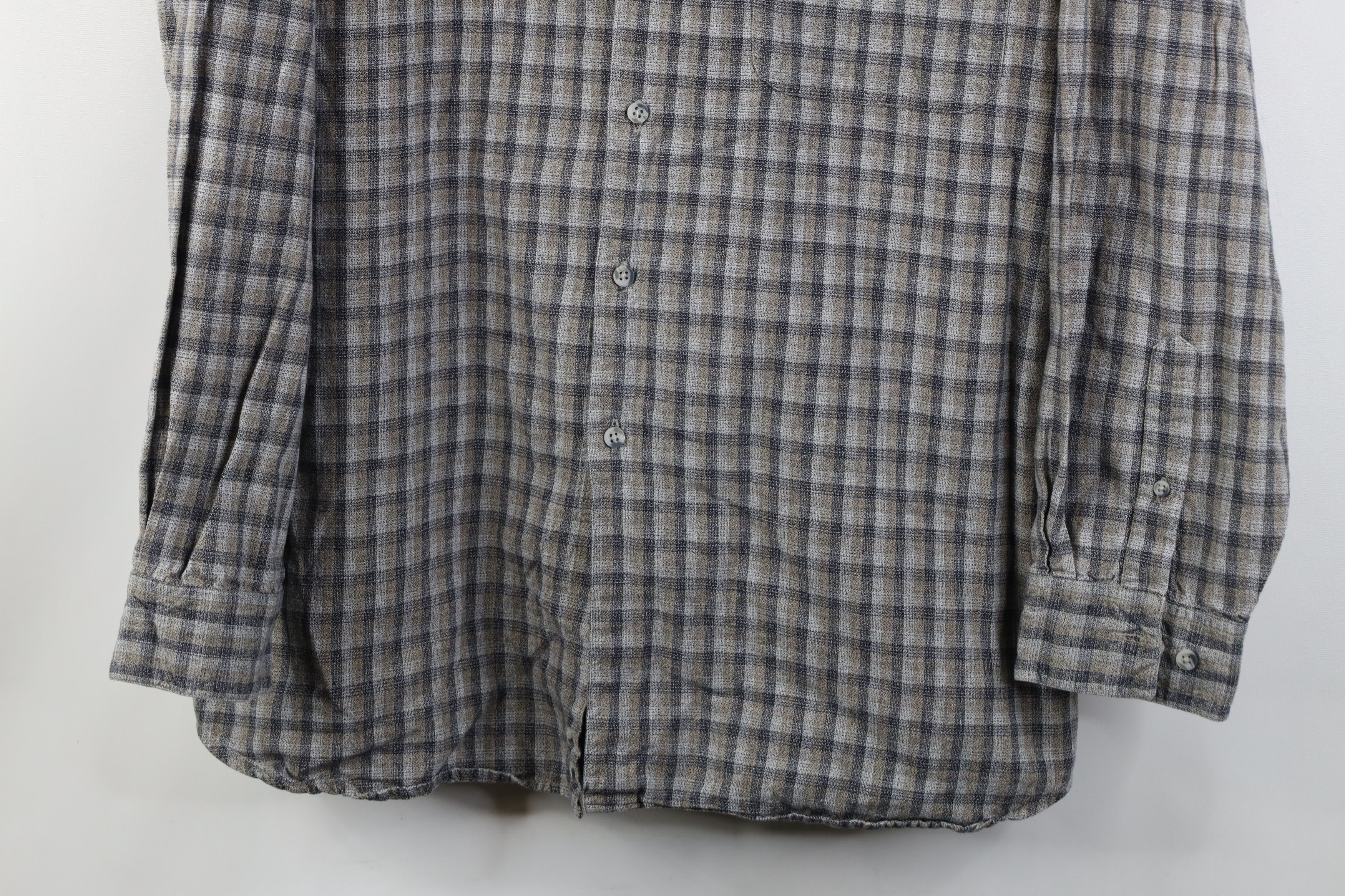 Vintage Vintage 90s Streetwear Knit Collared Button Shirt Plaid Size US XL / EU 56 / 4 - 3 Thumbnail