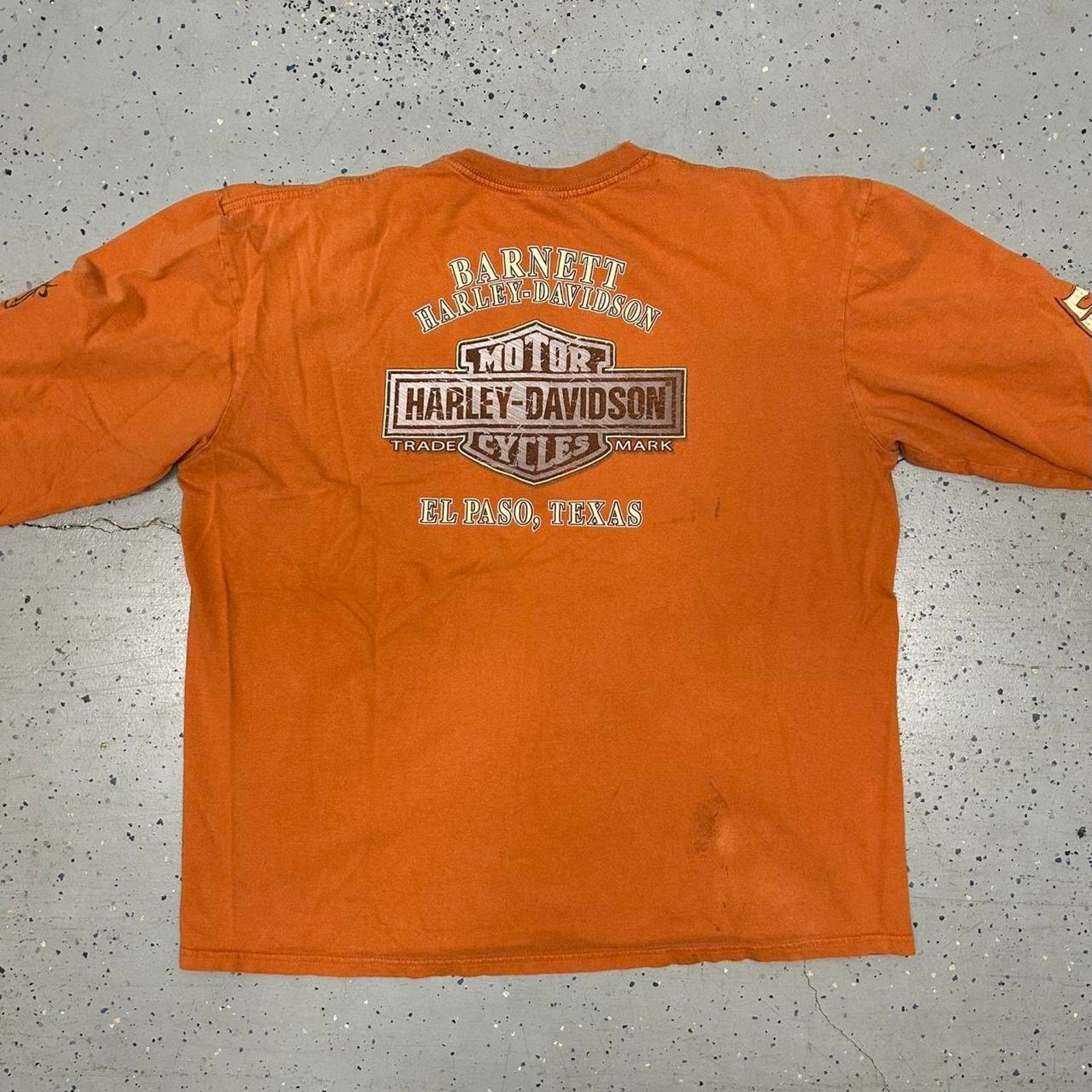 Harley Davidson Y2K Orange Harley Davidson long sleeve shirt Size US XXL / EU 58 / 5 - 7 Thumbnail