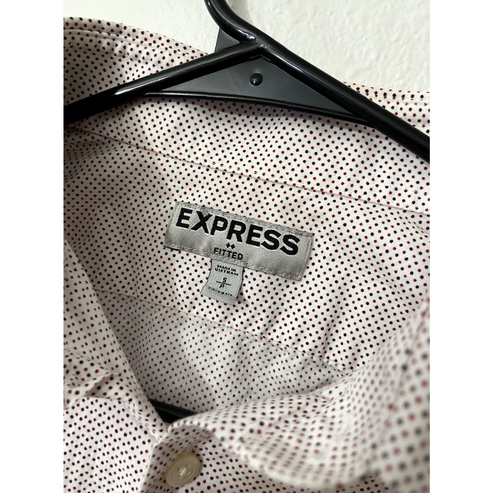 Express VINTAGE Express Shirt Mens Small White Slim Fit Button Long Sleeve Red Polka Dot Pattern 90s Mens Size US S / EU 44-46 / 1 - 2 Thumbnail