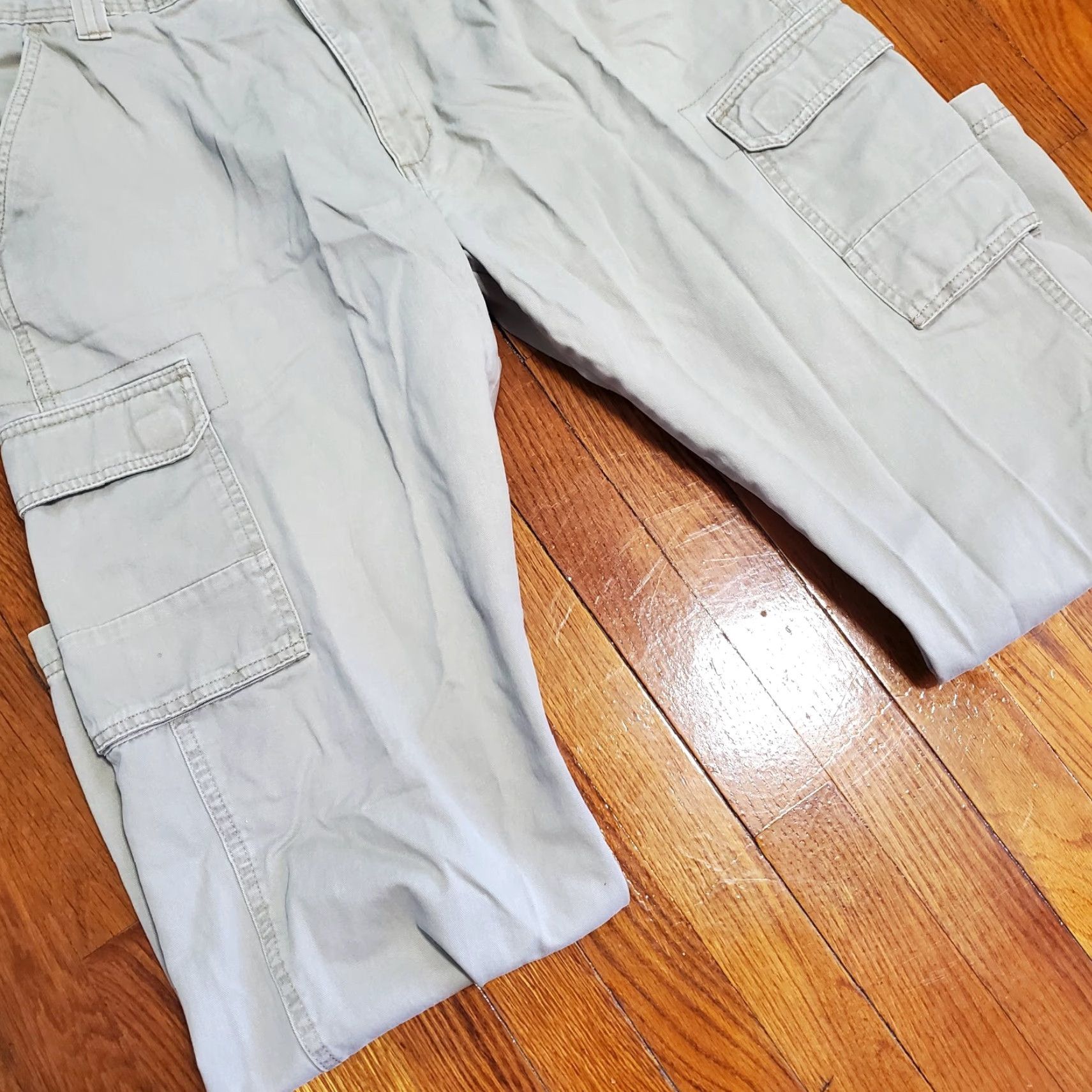 Wrangler Wrangler Men's Cargo Pants Twill Beige 38x30 Regular Cotton Workwear 90s Grunge City Hip Hop 3D Logo Jeans Pan ts Size US 38 / EU 54 - 4 Thumbnail