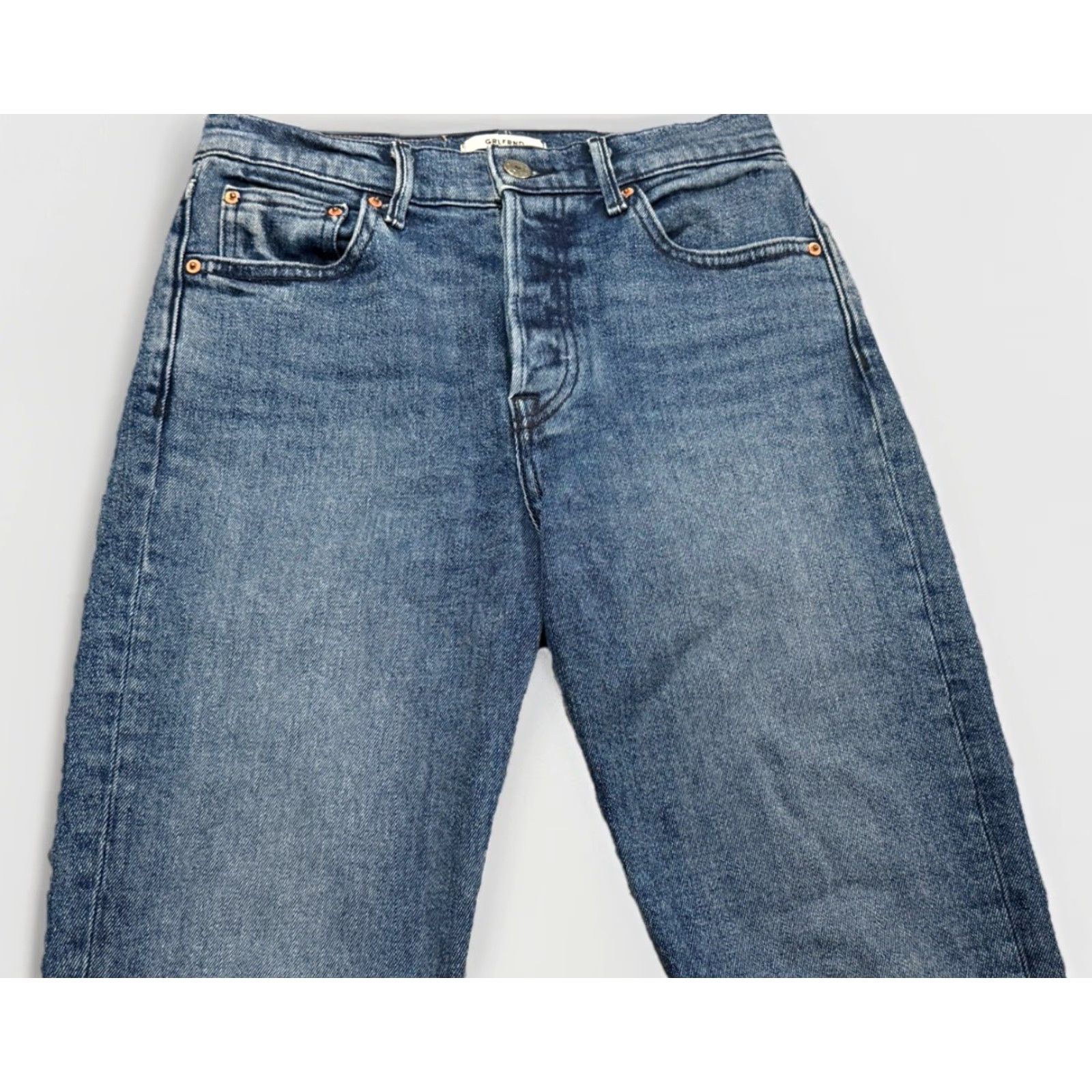 GRLFRND Grlfrnd Karolina High Rise Slim Fit Button Fly Denim Jeans Adult Size 26 Blue Cropped Denim Retro Womens Size 26" / US 2 / IT 38 - 5 Thumbnail