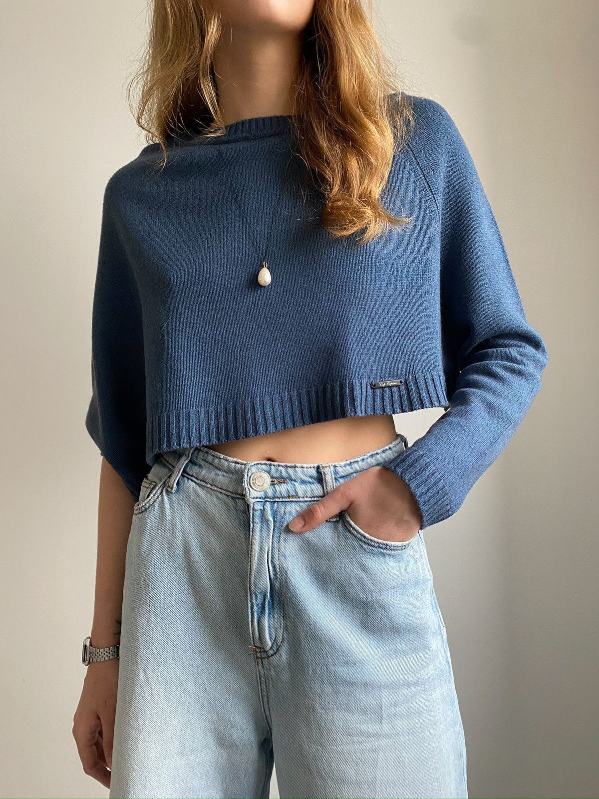 Cop Copine COP COPINE WOMEN ASYMMETRICAL SWETER BLUE MERINO WOOL SIZE S Size S / US 4 / IT 40 - 11 Thumbnail