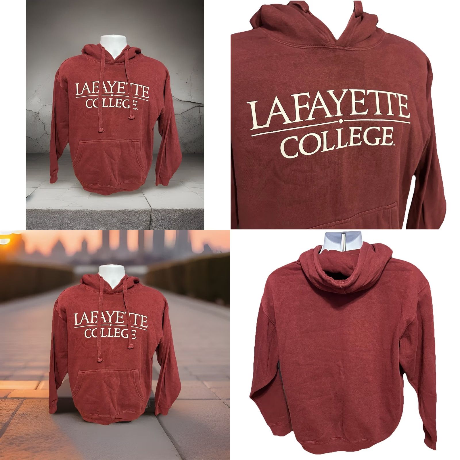 Sunray Sportswear Lafayette College Hoodie Sweatshirt Pullover Adult Small Maroon Leopards Hood - Classic Campus Style Size US S / EU 44-46 / 1 - 9 Thumbnail