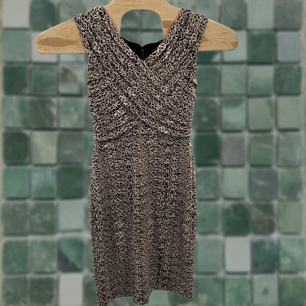 Adrianna Papell Adrianna Papell Sleeveless Leopard Print Pleated Sheath Dress 6 Beige Womens Night/Formal Party/Cocktail Wedding 90s Hipster Bodycon Size M / US 6-8 / IT 42-44 - 1 Thumbnail
