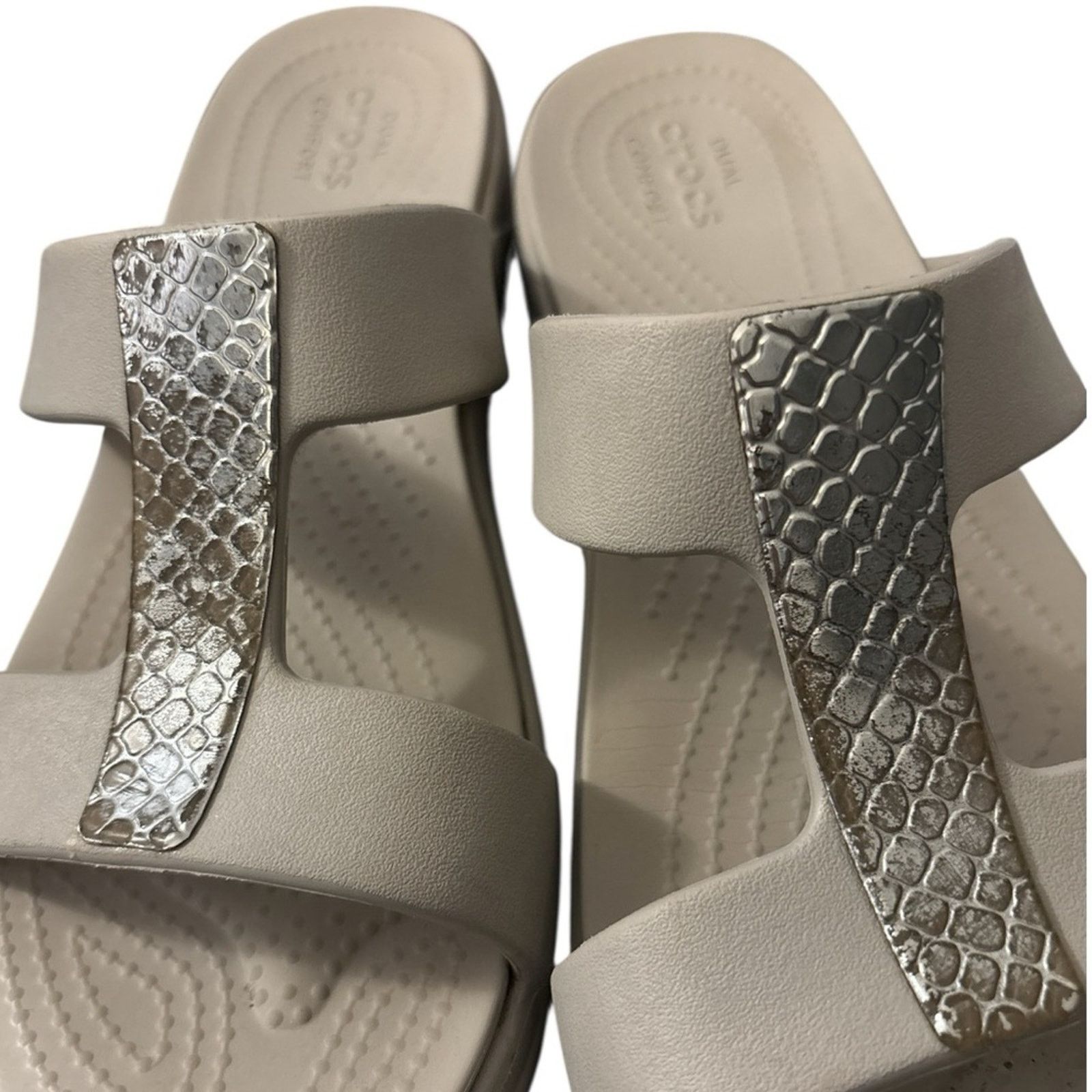 Crocs Crocs Monterey Metallic Wedge Sandals Size US 10 / IT 40 - 6 Thumbnail