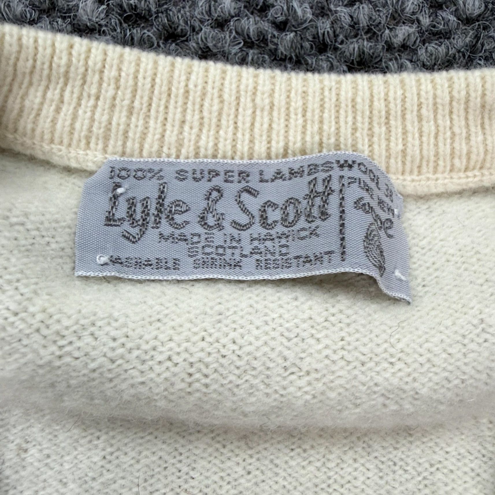 Lyle & Scott Lyle & Scott Sweater Womens Medium Cream Argyle V Neck 100% Lambswool Golf Knit Shirt Womens Size L / US 10 / IT 46 - 3 Thumbnail