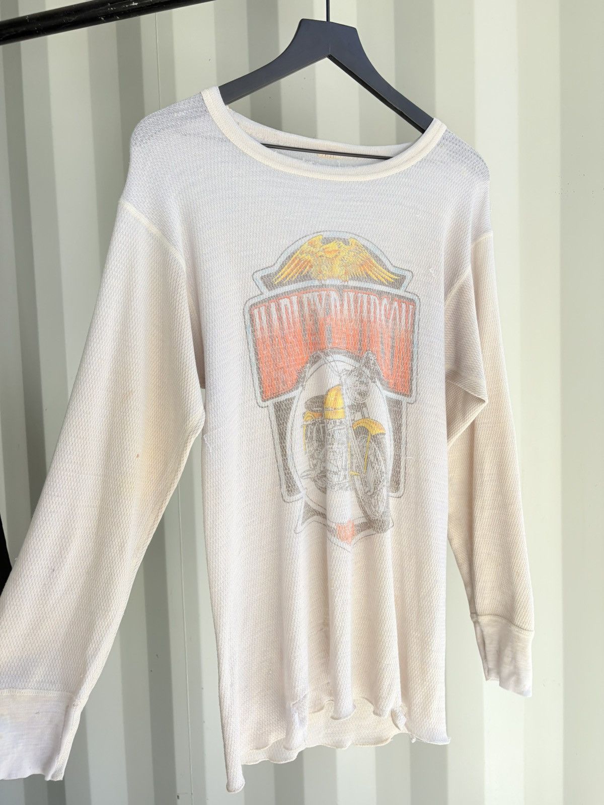 Harley Davidson Vintage Harley Thermal Faded Distressed Band grunge Size US XL / EU 56 / 4 - 3 Thumbnail