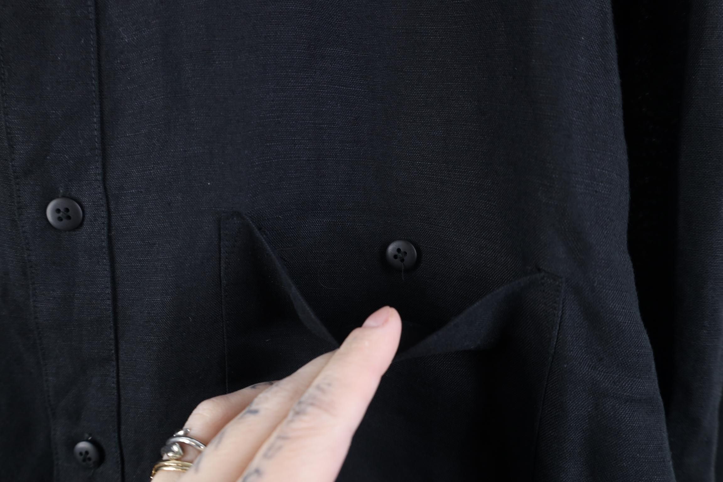 Vintage Vintage 90s Streetwear Gabardine Band Collar Button Shirt Size US L / EU 52-54 / 3 - 6 Thumbnail