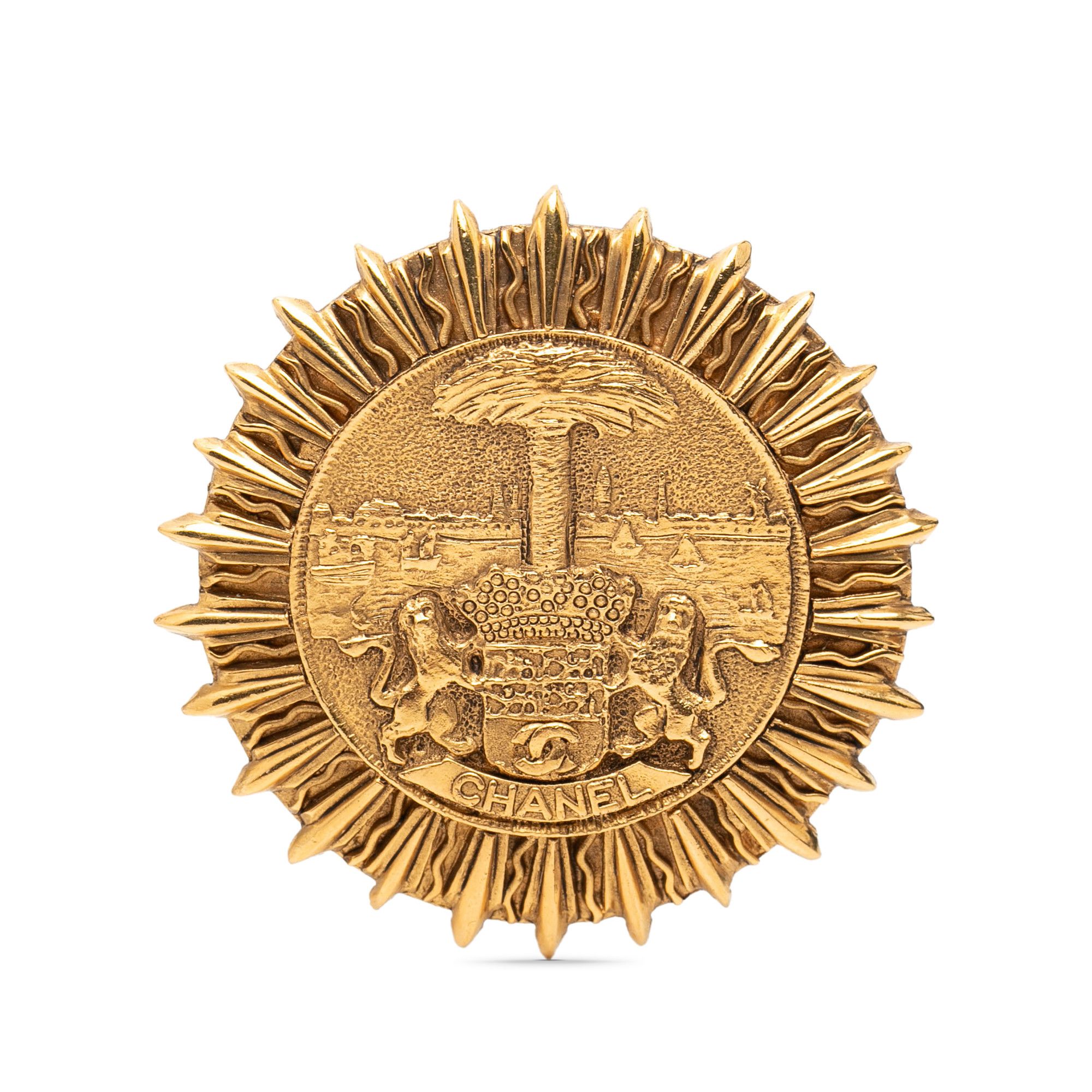 Chanel Chanel Gold Plated Coat of Arms Pin Brooch Size ONE SIZE - 1 Thumbnail