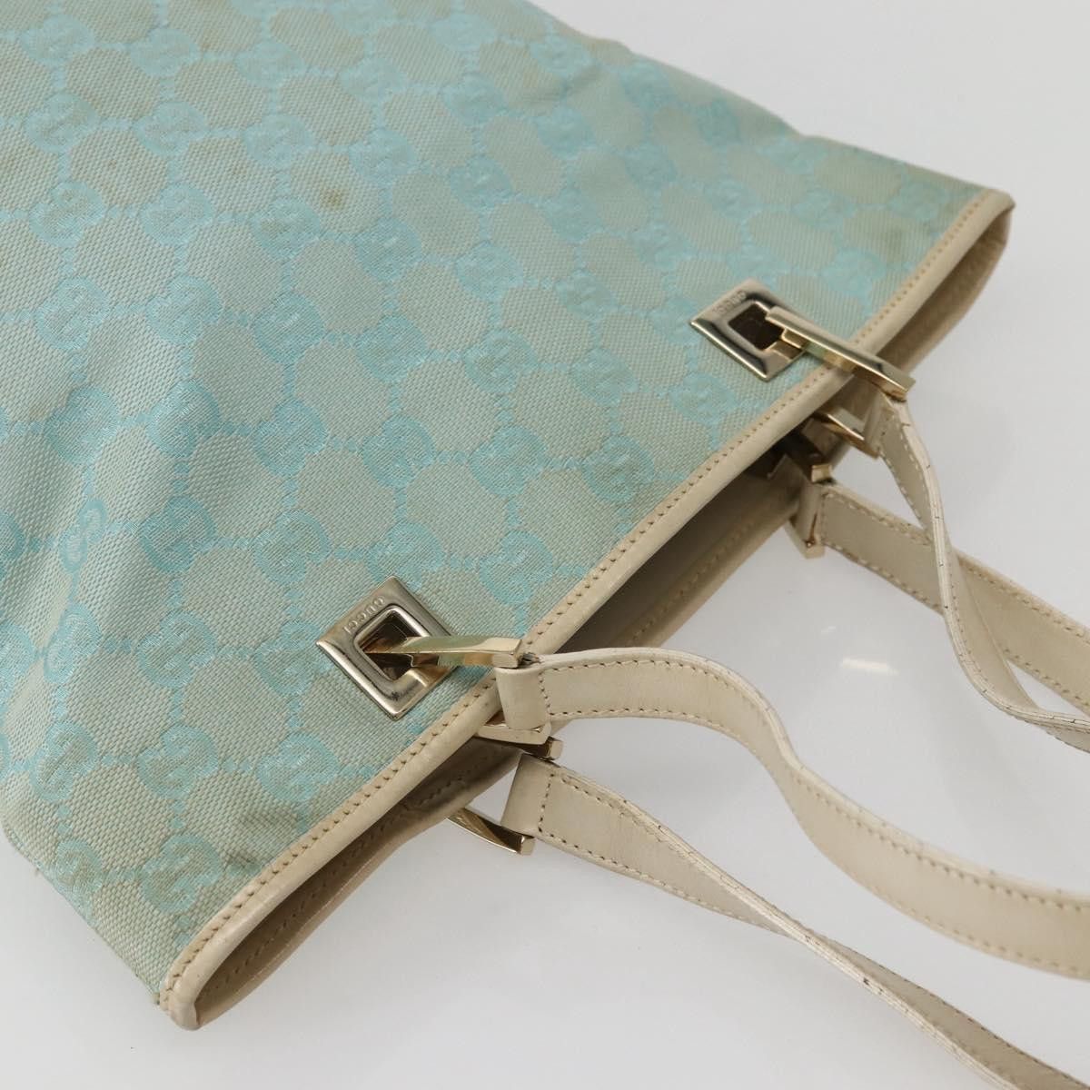 Gucci GUCCI GG Canvas Tote Bag Light Blue Gold 002 002 Size ONE SIZE - 6 Thumbnail
