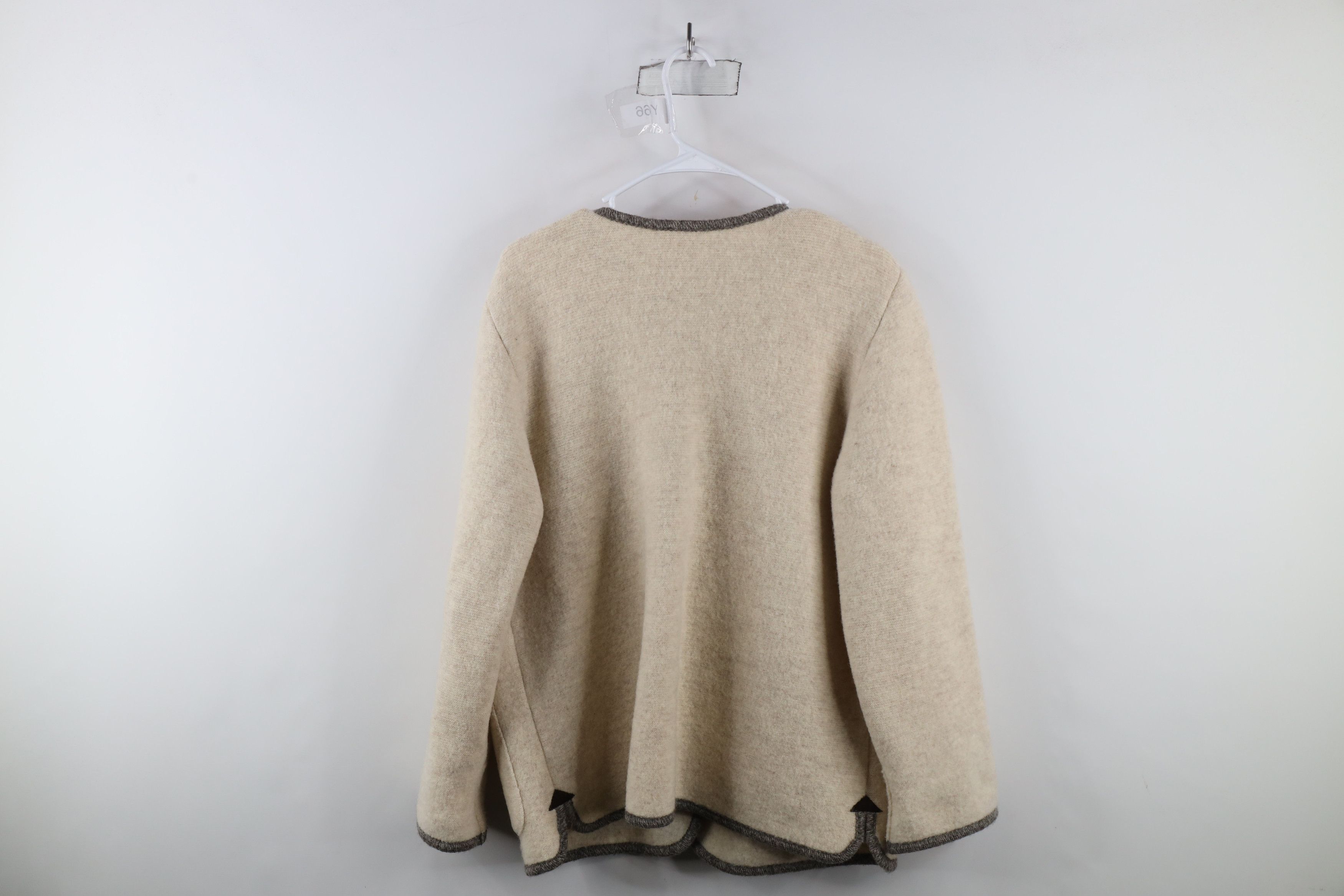 L.L. Bean × Vintage Vintage 90s LL Bean Wool Knit Cardigan Sweater Beige USA Size L / US 10 / IT 46 - 10 Thumbnail