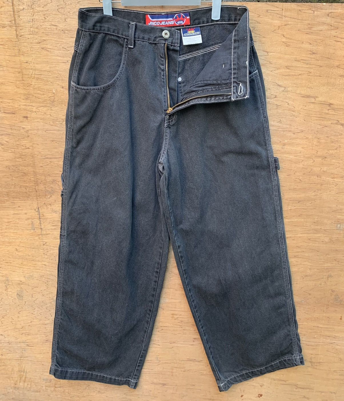 JNCO Rare!! JNCO JEANS Baggy Carpenter Crown Embroidered Denim Size US 31 - 13 Thumbnail