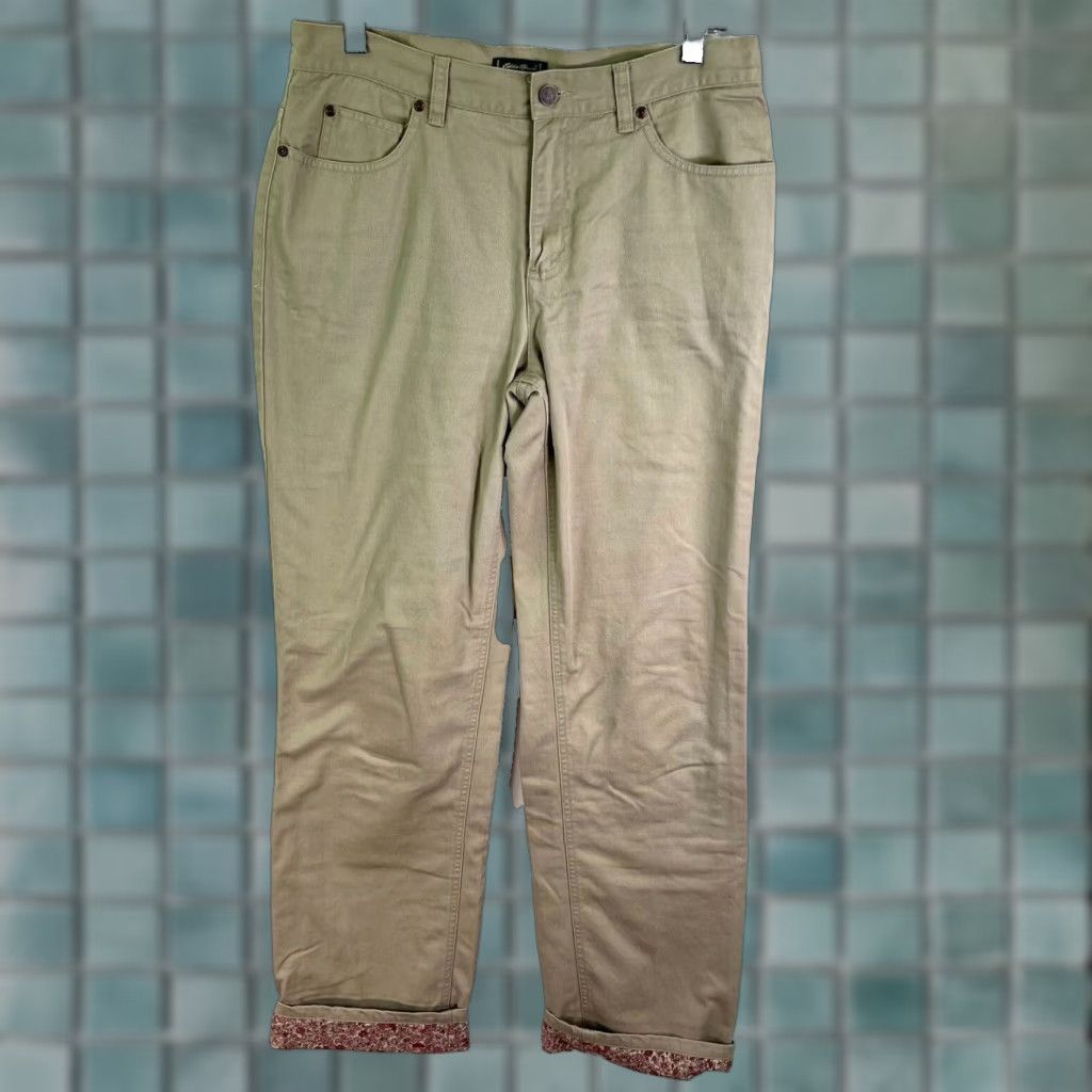 Eddie Bauer VINTAGE Eddie Bauer Lined Twill Pants Women 8 Tall Beige 32x31 Khakis Cuffed Western City Nature 90s Mens? Womens? Size 30" / US 8 / IT 44 - 1 Thumbnail