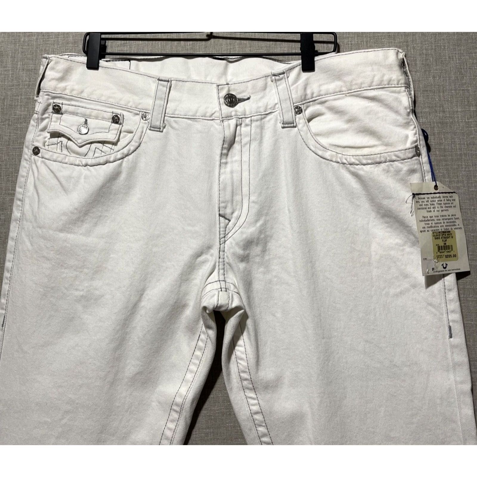 True Religion True Religion Jeans Women's Straight 40X31 White Gray Stitch Flap NEW 90s Logo USA Size 26" / US 2 / IT 38 - 3 Thumbnail