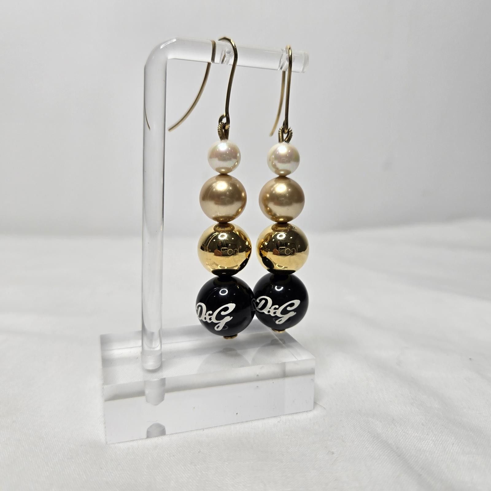 Dolce & Gabbana Dolce & Gabbana Earrings Faux Pearl Enamel D&G Love Size ONE SIZE - 2 Thumbnail