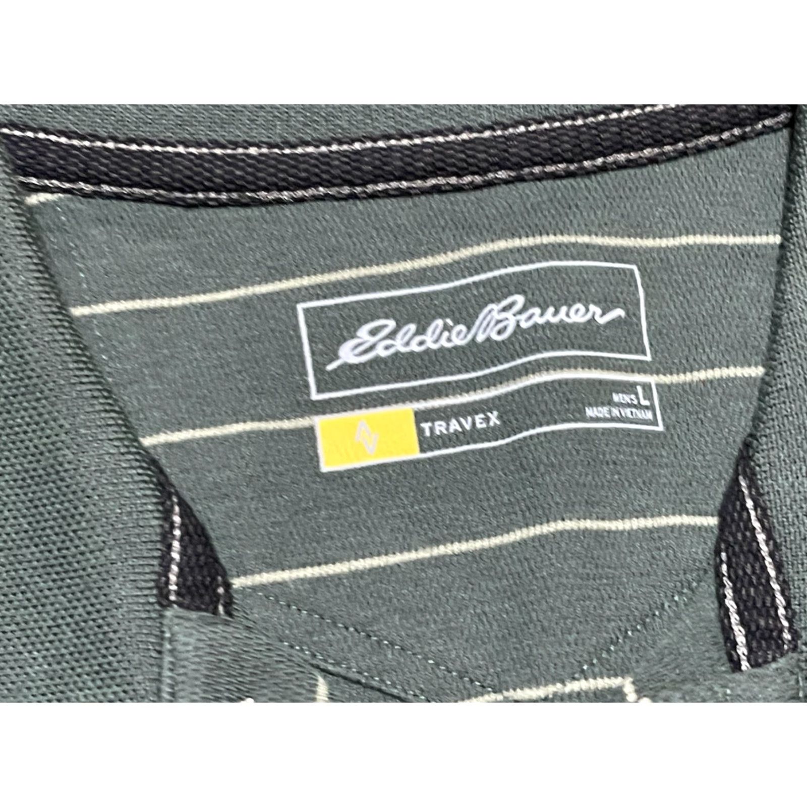 Eddie Bauer Eddie Bauer Shirt Mens Large Green Yellow Striped Polo Short Sleeve TRAVEX Size US L / EU 52-54 / 3 - 5 Thumbnail