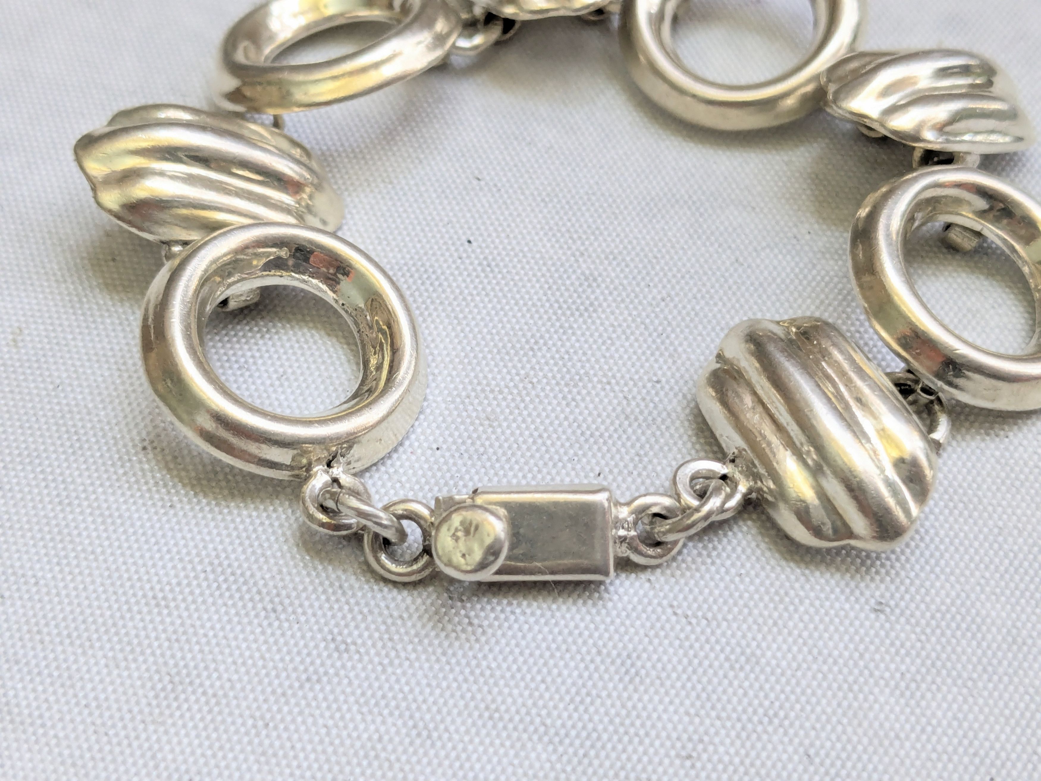 Vintage Vintage Sterling Silver Bracelet Taxco 6.75" Hollow Mexico Size ONE SIZE - 4 Thumbnail